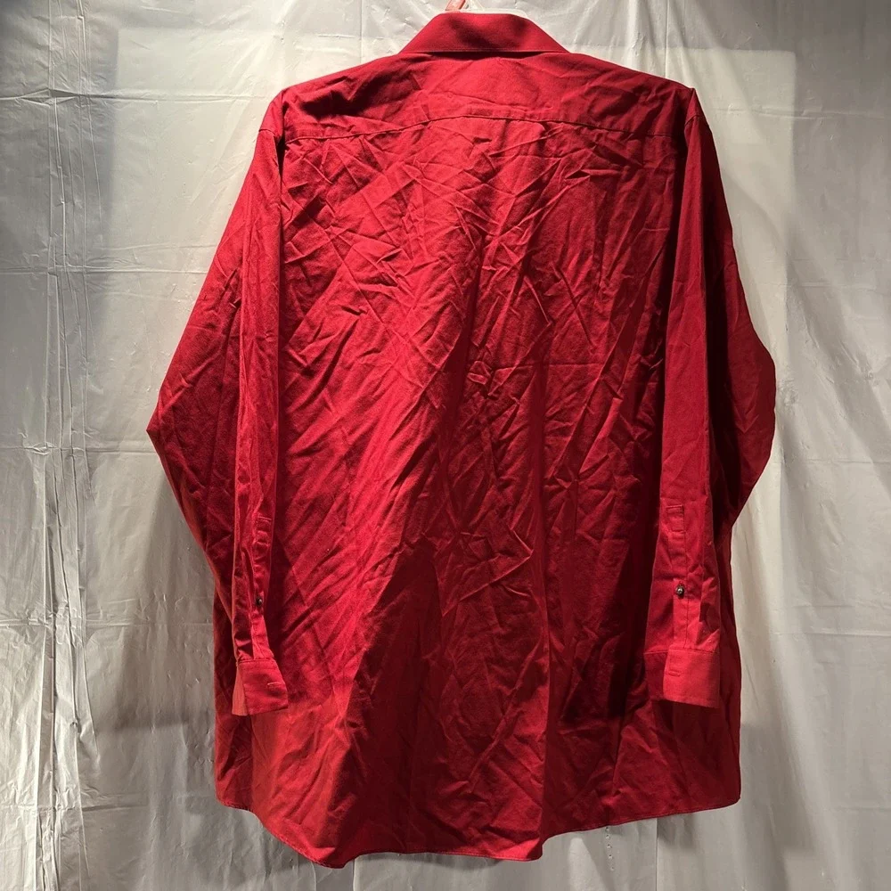 JF J. Ferrar Mens Slim Fit Red Long Sleeve Dress XXL 18-18 1/2 34-35 Button Up